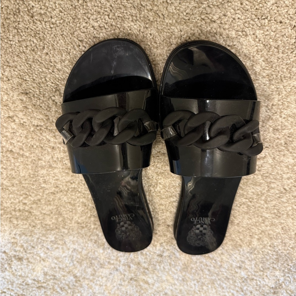 Vince Camuto Black Braided Slide Sandals